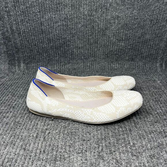 Rothy’s The Square Lily Floral Knit Slip On Flats White Cream Beige Women’s 8 - Picture 1 of 7